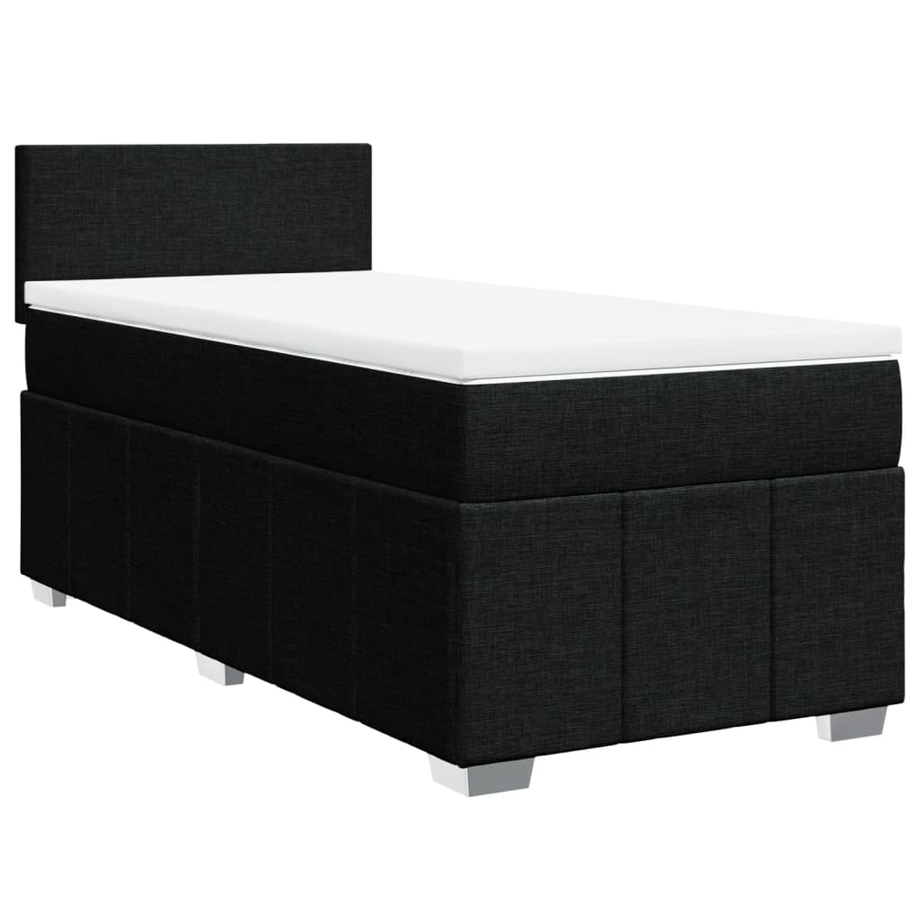 Box Spring Postel S Matrací Černá 80 X 200 Cm Textil