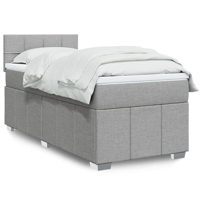 Box Spring Postel S Matrací Textil Světle Šedá