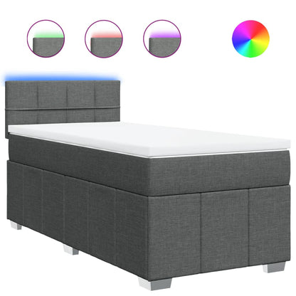 Box Spring Postel S Matrací Tmavě Šedá 80 X 200 Cm Textil