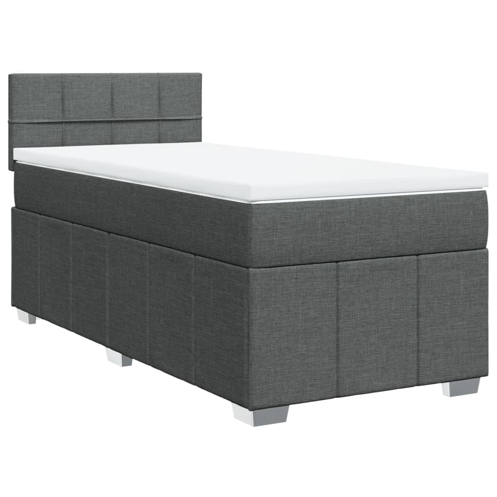 Box Spring Postel S Matrací Tmavě Šedá 80 X 200 Cm Textil