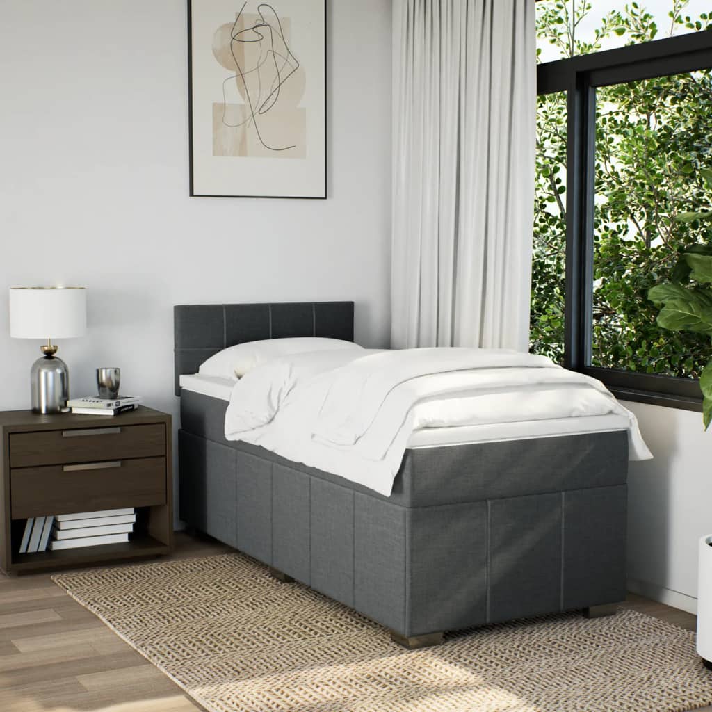 Box Spring Postel S Matrací Tmavě Šedá 80 X 200 Cm Textil