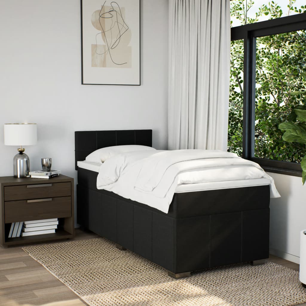 Box Spring Postel S Matrací Černá 80 X 200 Cm Textil