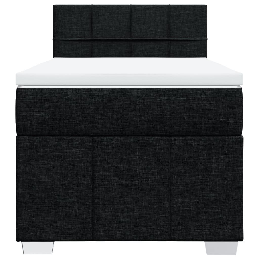 Box Spring Postel S Matrací Černá 80 X 200 Cm Textil