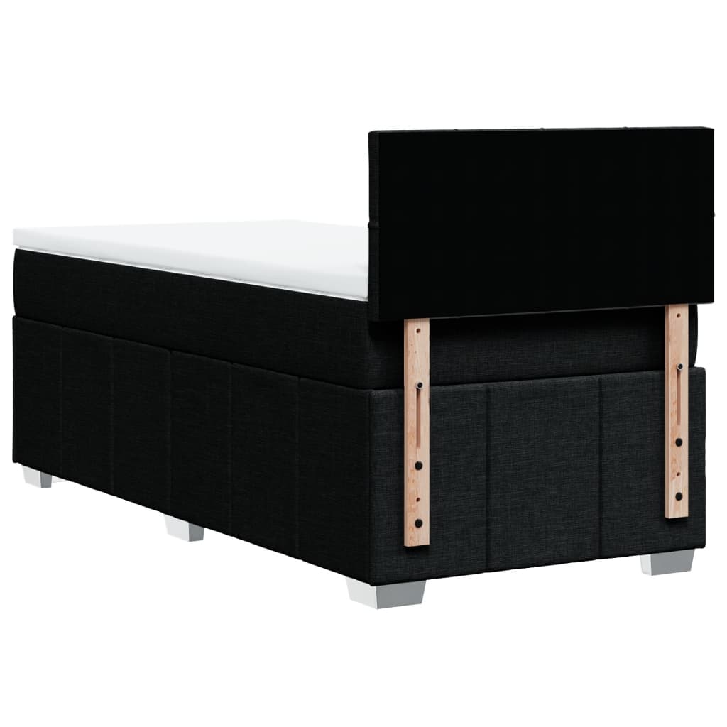 Box Spring Postel S Matrací Černá 80 X 200 Cm Textil
