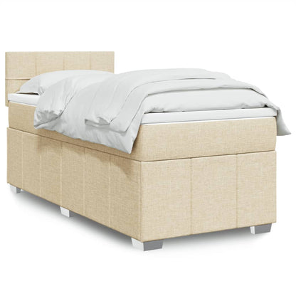 Box Spring Postel S Matrací Textil Krémová
