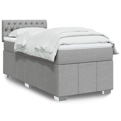 Box Spring Postel S Matrací Textil Světle Šedá