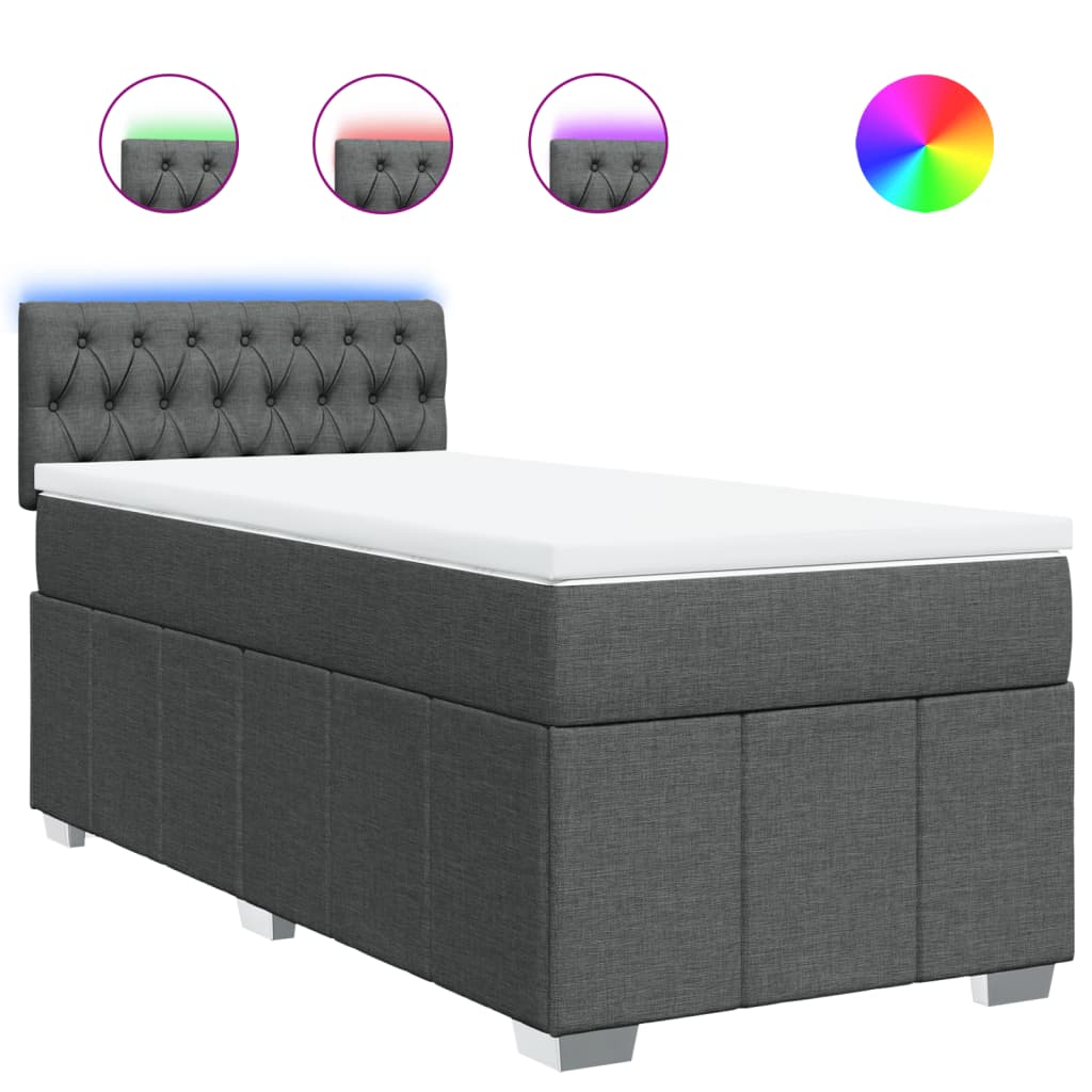 Box Spring Postel S Matrací Tmavě Šedá 80 X 200 Cm Textil