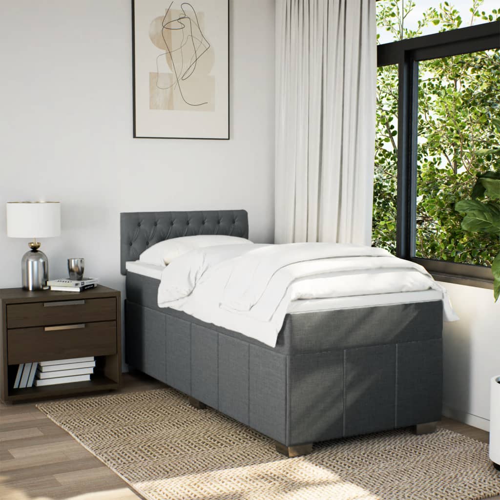 Box Spring Postel S Matrací Tmavě Šedá 80 X 200 Cm Textil