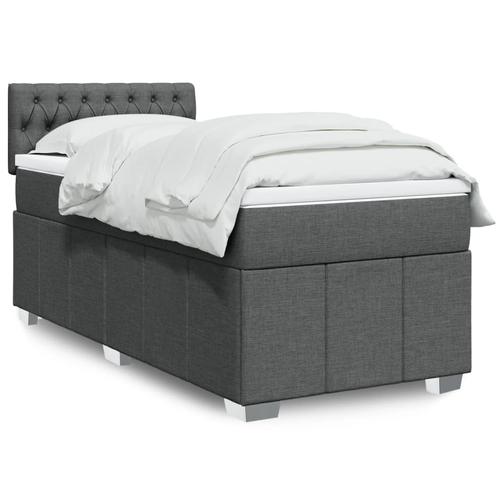 Box Spring Postel S Matrací Tmavě Šedá 80 X 200 Cm Textil