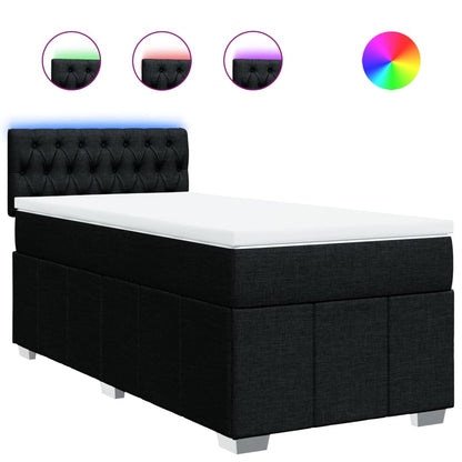 Box Spring Postel S Matrací Černá 80 X 200 Cm Textil