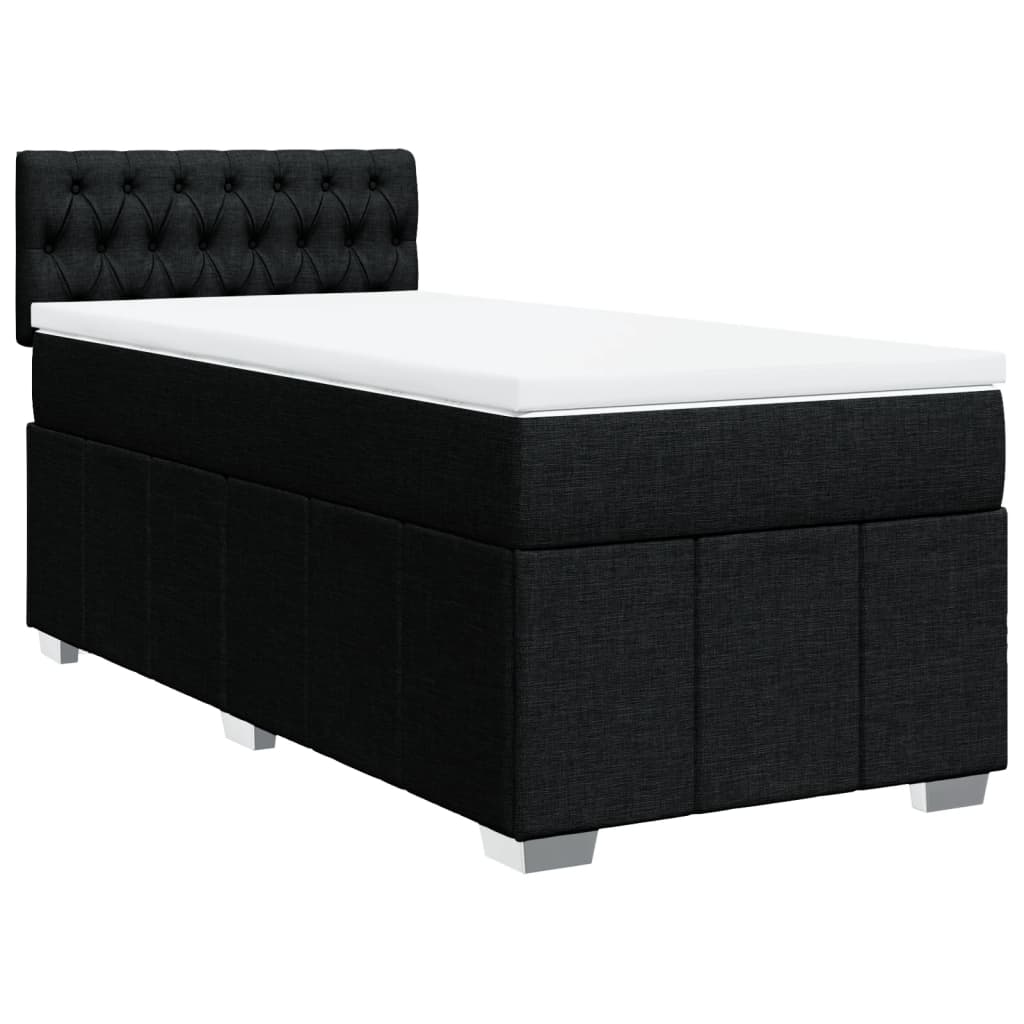 Box Spring Postel S Matrací Černá 80 X 200 Cm Textil