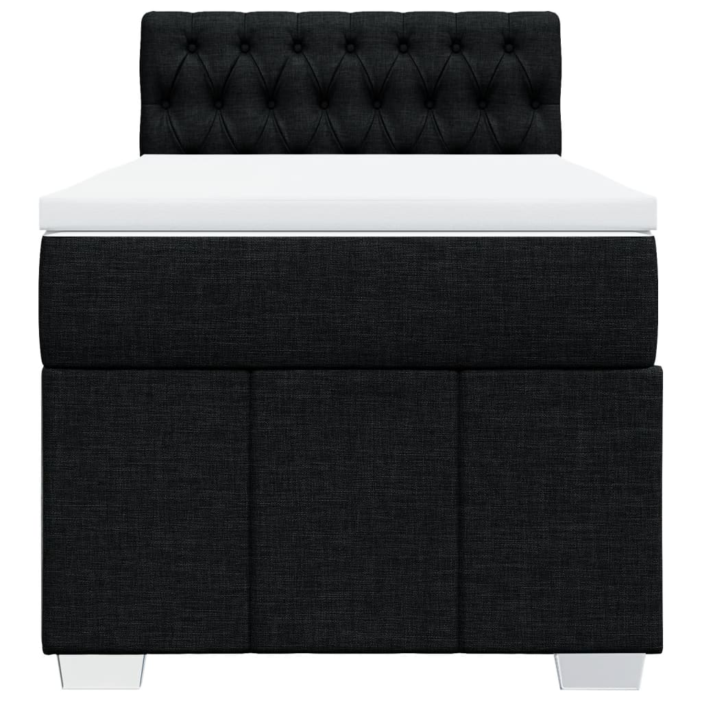Box Spring Postel S Matrací Černá 80 X 200 Cm Textil