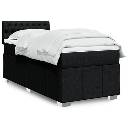Box Spring Postel S Matrací Černá 80 X 200 Cm Textil