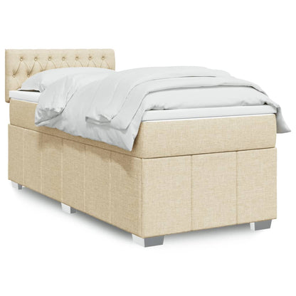 Box Spring Postel S Matrací Textil Krémová