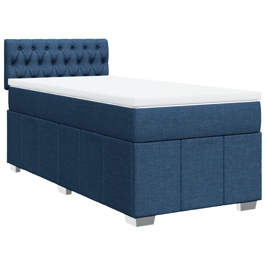 Box Spring Postel S Matrací Modrá 80X200 Cm Textil