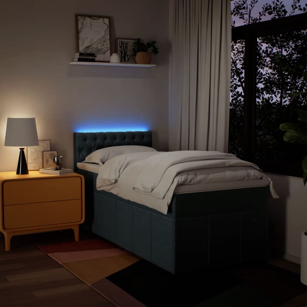 Box Spring Postel S Matrací Modrá 80X200 Cm Textil
