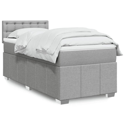 Box Spring Postel S Matrací Textil Světle Šedá