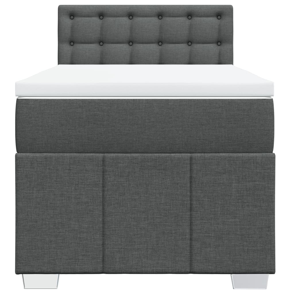 Box Spring Postel S Matrací Tmavě Šedá 80 X 200 Cm Textil