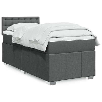Box Spring Postel S Matrací Tmavě Šedá 80 X 200 Cm Textil