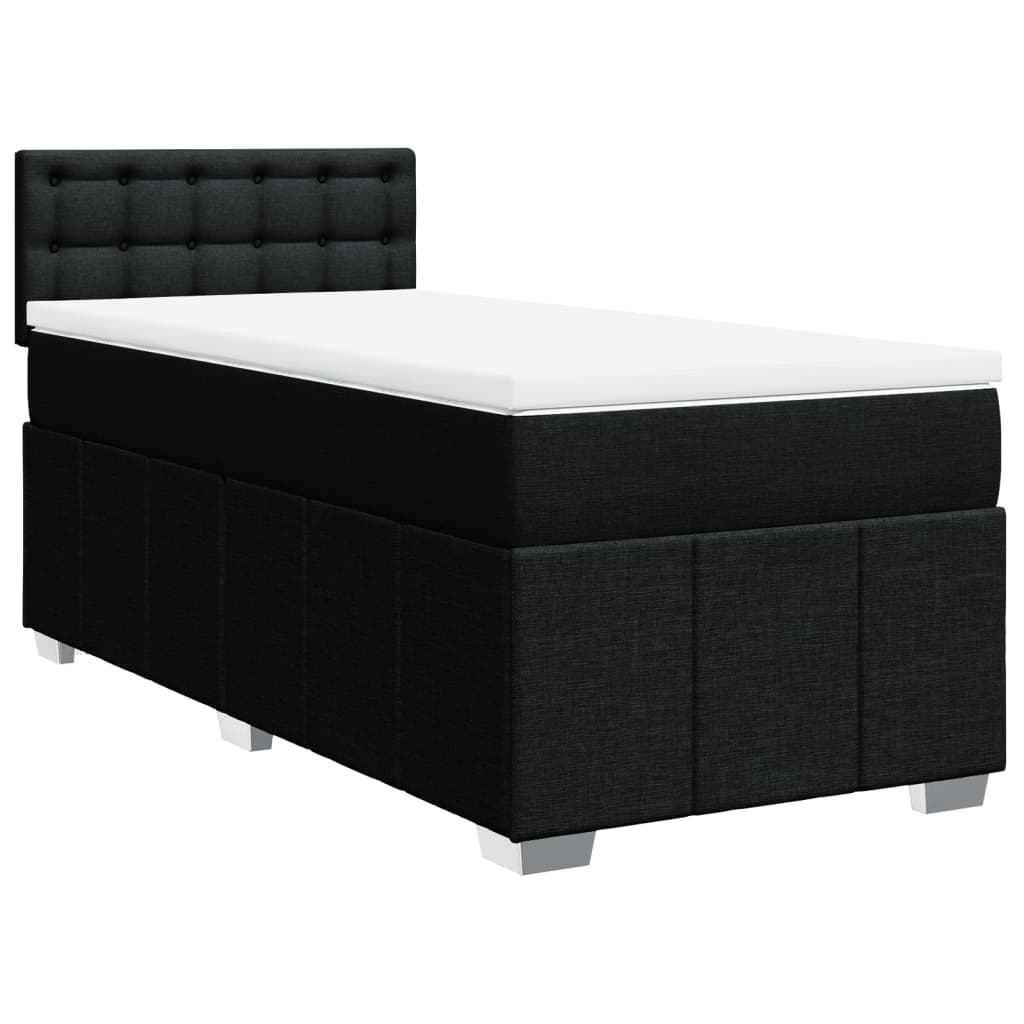 Box Spring Postel S Matrací Černá 80 X 200 Cm Textil