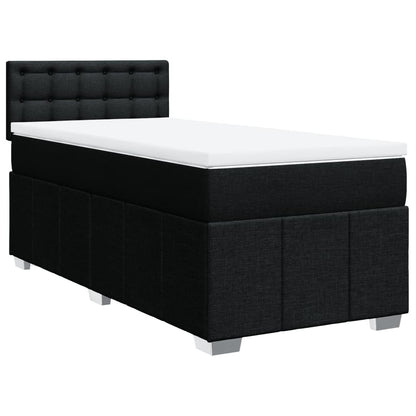 Box Spring Postel S Matrací Černá 80 X 200 Cm Textil