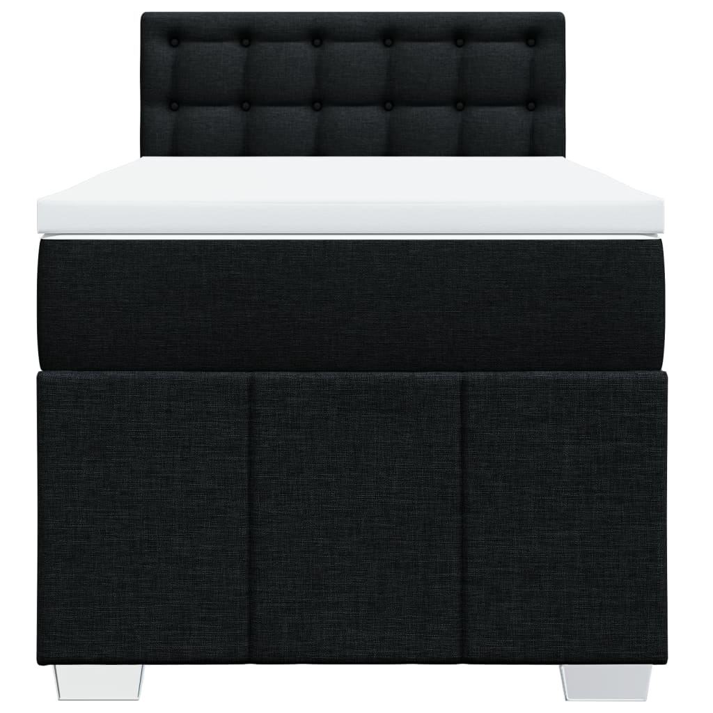 Box Spring Postel S Matrací Černá 80 X 200 Cm Textil