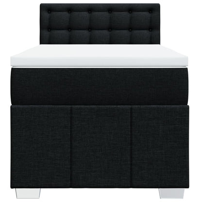 Box Spring Postel S Matrací Černá 80 X 200 Cm Textil