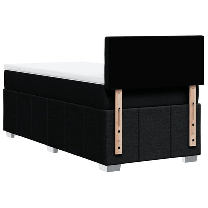 Box Spring Postel S Matrací Černá 80 X 200 Cm Textil