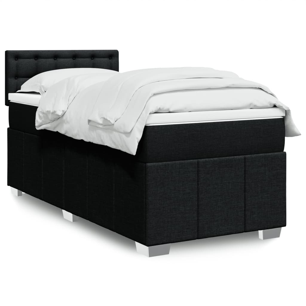 Box Spring Postel S Matrací Černá 80 X 200 Cm Textil