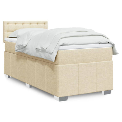 Box Spring Postel S Matrací Textil Krémová