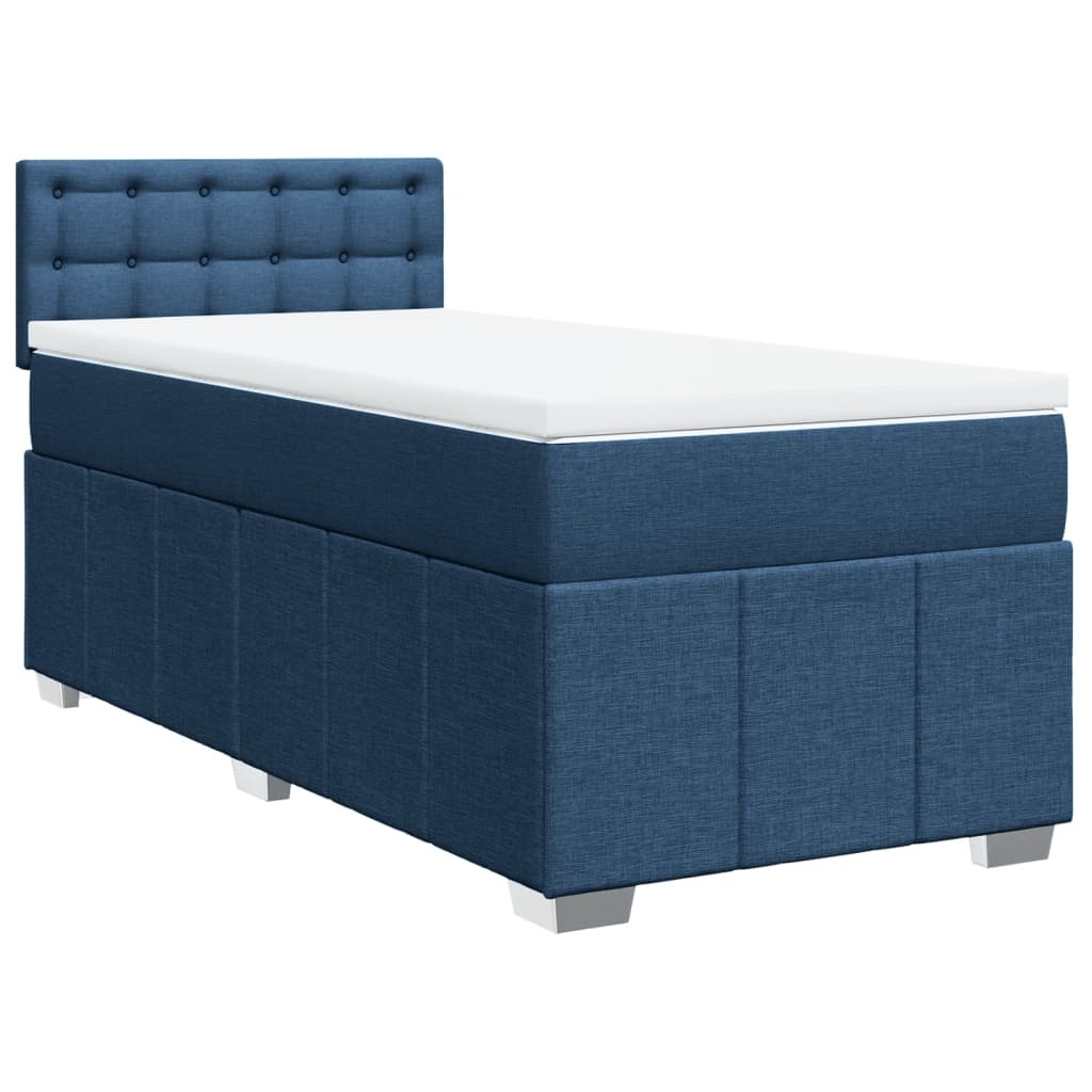 Box Spring Postel S Matrací Modrá 80X200 Cm Textil