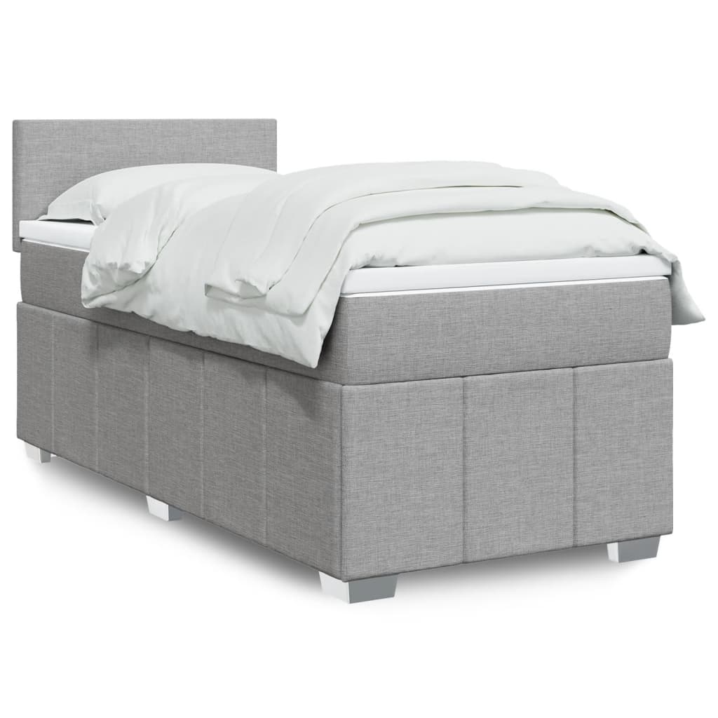Box Spring Postel S Matrací Textil Světle Šedá