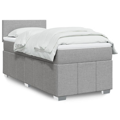 Box Spring Postel S Matrací Textil Světle Šedá