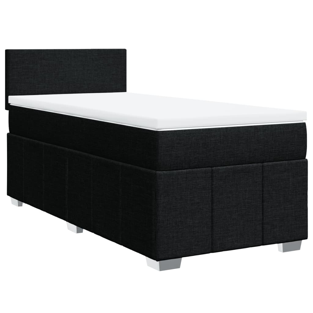 Box Spring Postel S Matrací Černá 90X190 Cm Textil
