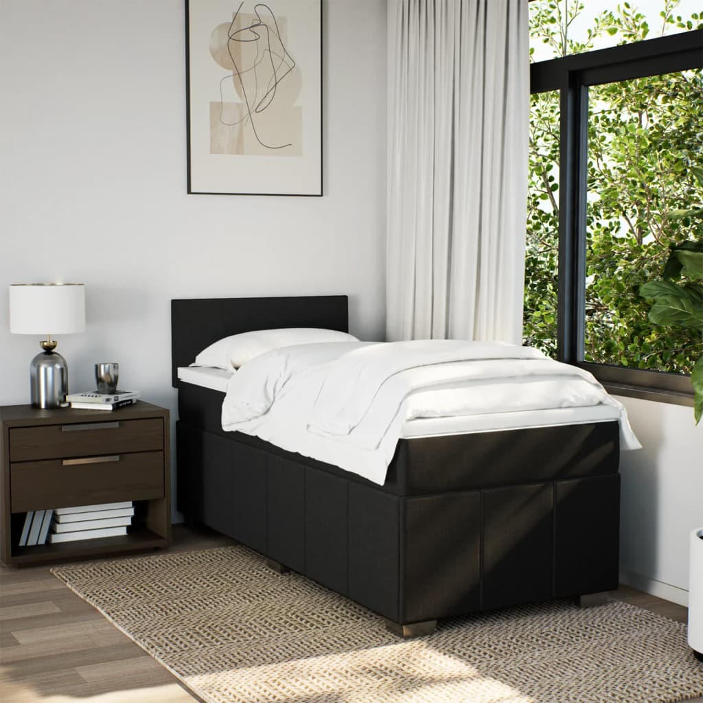 Box Spring Postel S Matrací Černá 90X190 Cm Textil