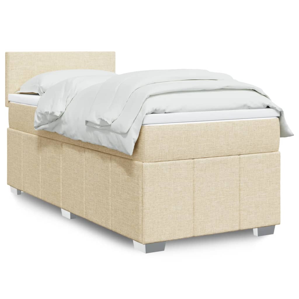 Box Spring Postel S Matrací Textil Krémová