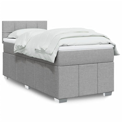 Box Spring Postel S Matrací Textil Světle Šedá