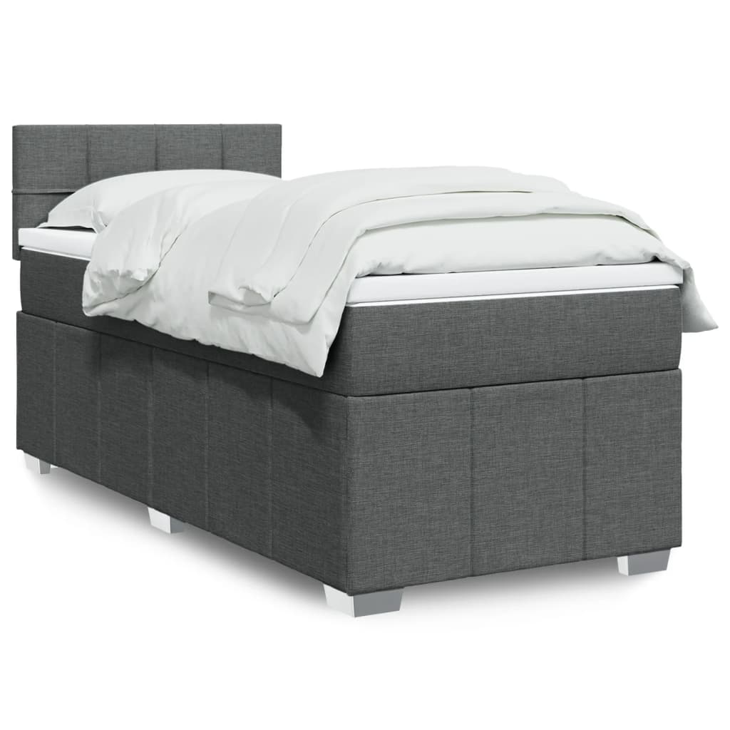 Box Spring Postel S Matrací Textil Tmavě Šedá