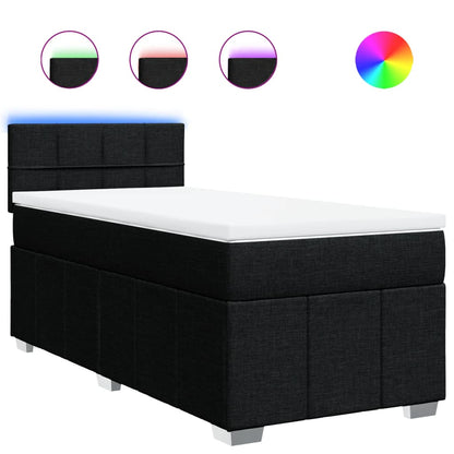 Box Spring Postel S Matrací Černá 90X190 Cm Textil