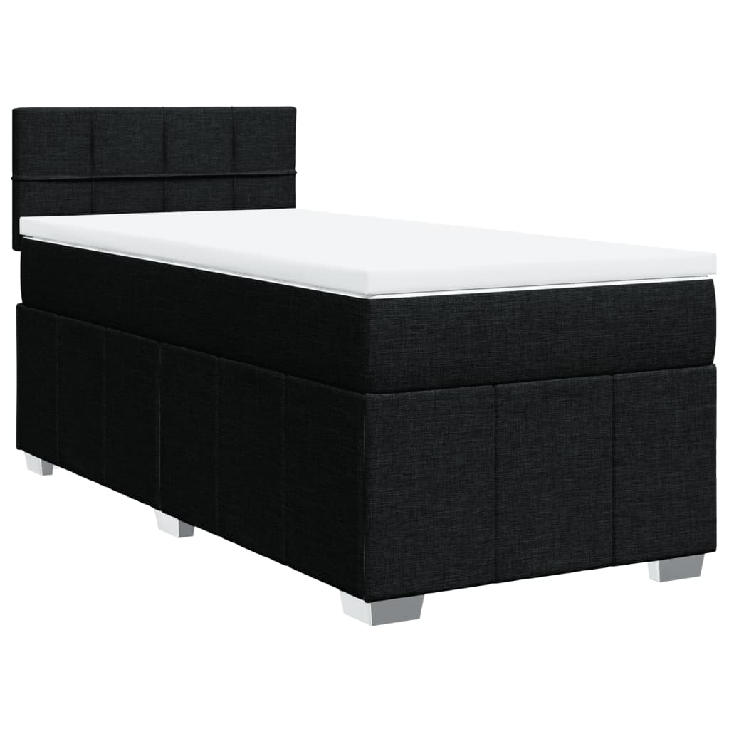 Box Spring Postel S Matrací Černá 90X190 Cm Textil