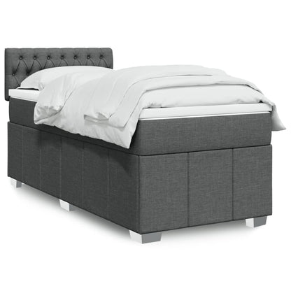 Box Spring Postel S Matrací Textil Tmavě Šedá