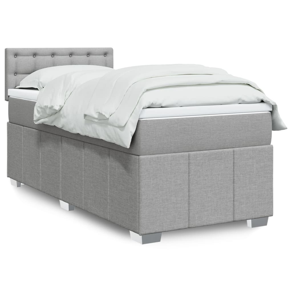 Box Spring Postel S Matrací Textil Světle Šedá