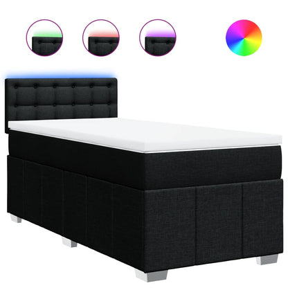 Box Spring Postel S Matrací Černá 90X190 Cm Textil