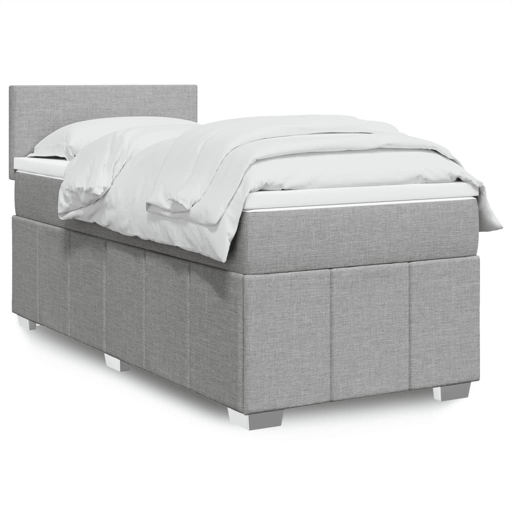 Box Spring Postel S Matrací Textil Světle Šedá