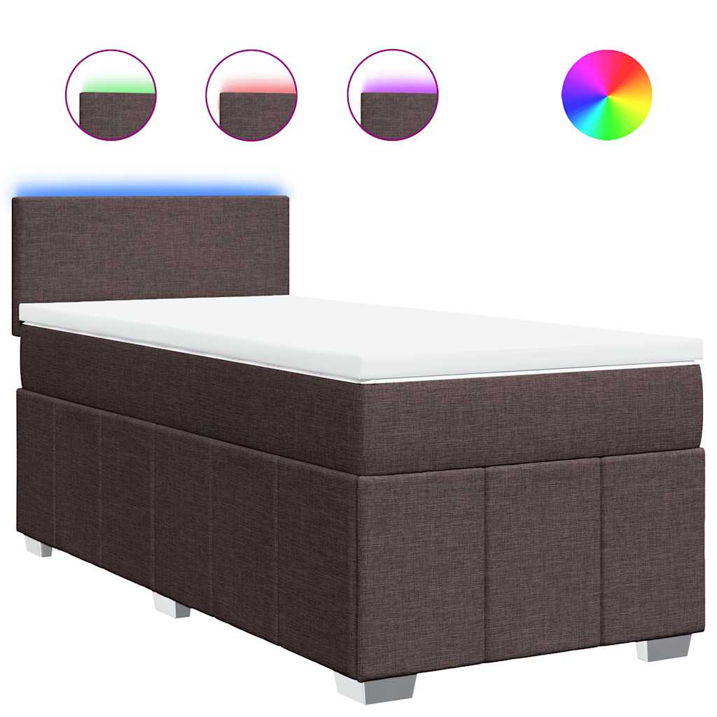 Box Spring Postel S Matrací Tmavě Hnědá 90X200 Cm Textil