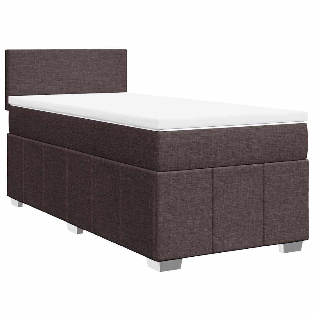 Box Spring Postel S Matrací Tmavě Hnědá 90X200 Cm Textil