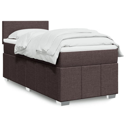 Box Spring Postel S Matrací Tmavě Hnědá 90X200 Cm Textil