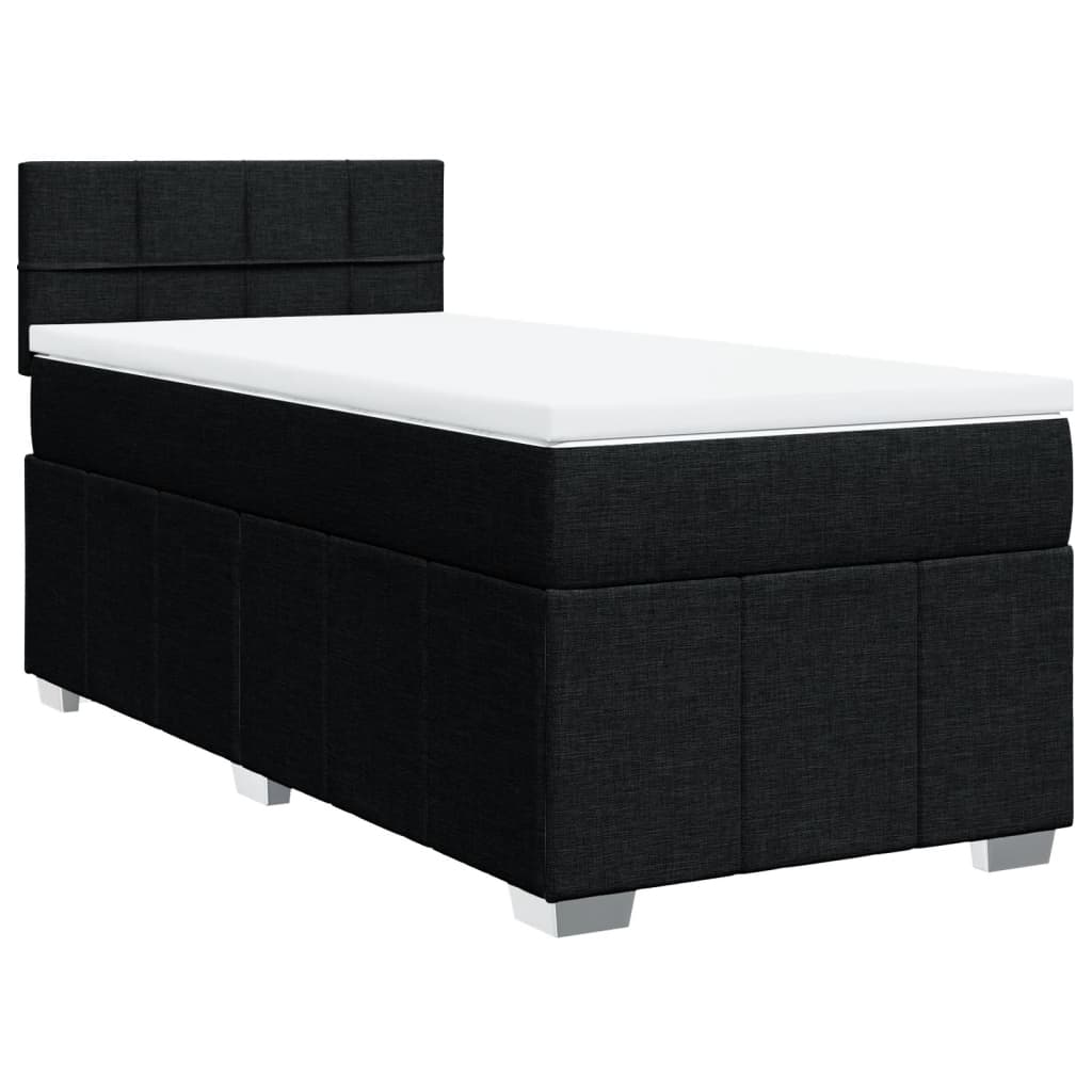 Box Spring Postel S Matrací Černá 90X200 Cm Textil