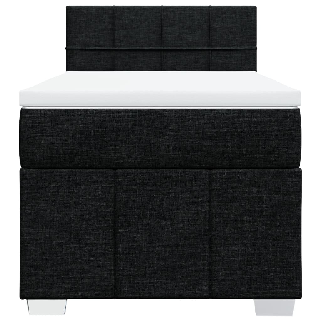 Box Spring Postel S Matrací Černá 90X200 Cm Textil