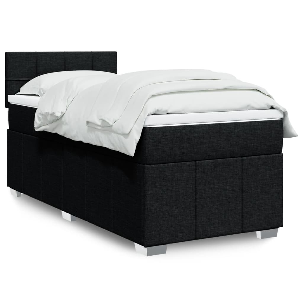 Box Spring Postel S Matrací Černá 90X200 Cm Textil